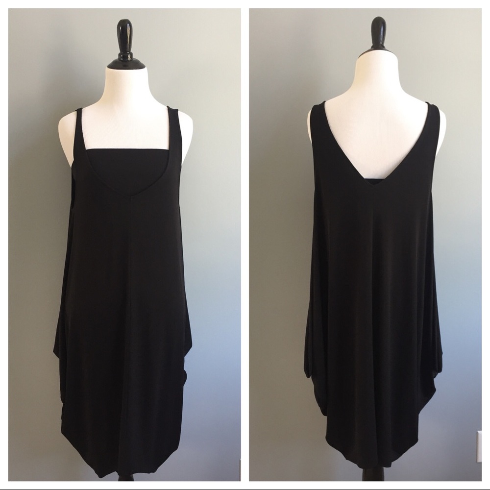 DKNY Black balloon drape dress with bandeau